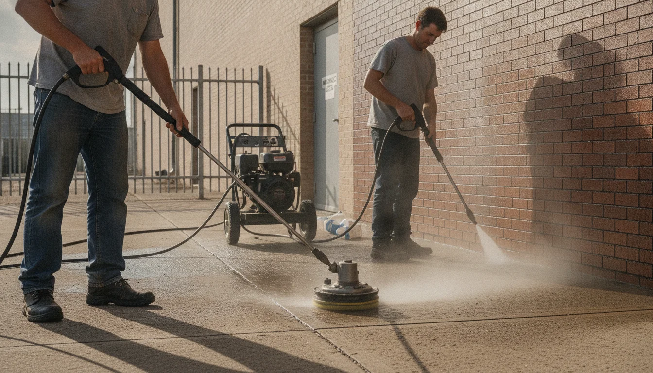 Pressure vs power washing in Los Angeles for concrete, brick, and metal surfaces by Los Angeles Power Washing